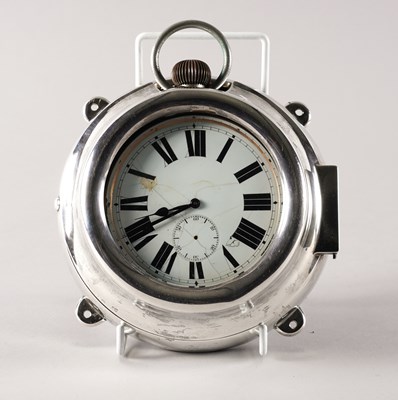 Lot 206 - A BASE METAL CASED, KEYLESS WIND, OPENFACED GOLIATH WATCH, WITH A SILVER FRAME