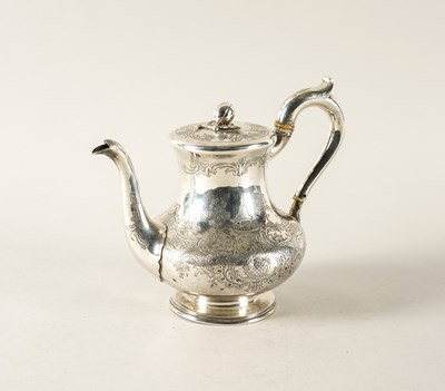 Lot 210 - A VICTORIAN SILVER COFFEE POT