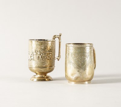 Lot 211 - TWO SILVER CHRISTENING MUGS (2)