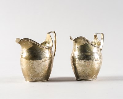 Lot 213 - TWO GEORGE III SILVER MILK JUGS (2)