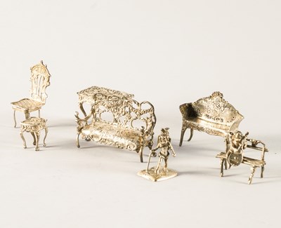 Lot 216 - A GROUP OF SEVEN SILVER CABINET MINIATURES (7)
