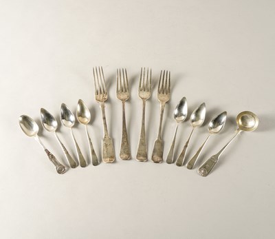 Lot 240 - A GROUP OF SILVER TABLE FLATWARE (12)
