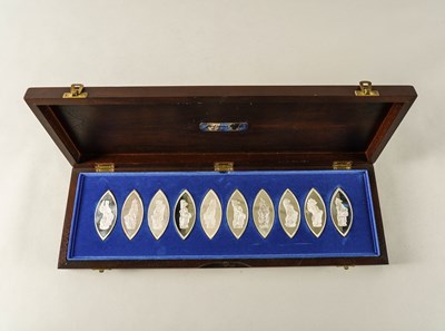 Lot 245 - A SET OF TEN SILVER OVAL MEDALLIONS (10)