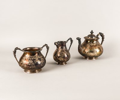 Lot 316 - A VICTORIAN SILVER THREE PIECE TEA SET
