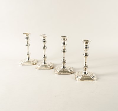 Lot 325 - FOUR SIMILAR SILVER TABLE CANDLESTICKS (4)