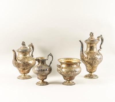 Lot 352 - A VICTORIAN SILVER FOUR PIECE TEA AND COFFEE SET