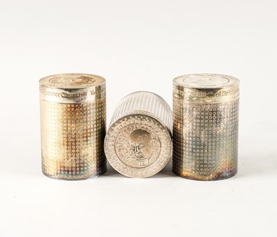 Lot 353 - THREE MATCHING SILVER CYLINDRICAL CONTAINERS (3)