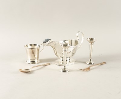Lot 354 - A SILVER SAUCEBOAT AND FIVE FURTHER ITEMS (6)
