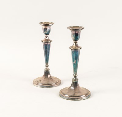Lot 375 - A PAIR OF SILVER TABLE CANDLESTICKS