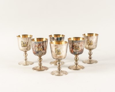Lot 385 - A SET OF SIX SILVER GOBLETS (6)
