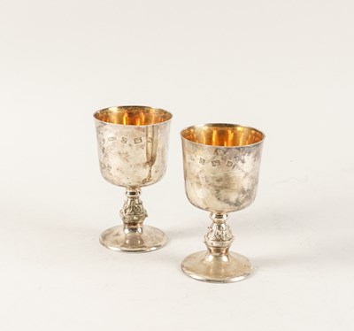 Lot 387 - A PAIR OF SILVER GOBLETS