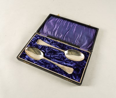 Lot 392 - A PAIR OF SILVER TABLESPOONS (2)