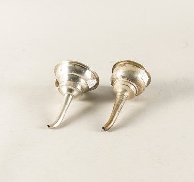 Lot 435 - TWO SILVER WINE FUNNELS (2)