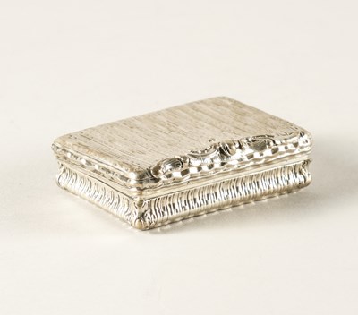 Lot 446 - AN AUSTRIAN SILVER RECTANGULAR SNUFF BOX