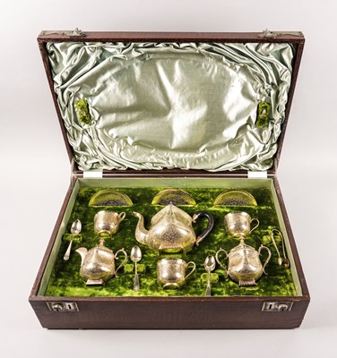 Lot 488 - AN INDIAN GILT PART TEA SET