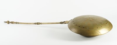 Lot 528 - A DUTCH BRASS WARMING PAN