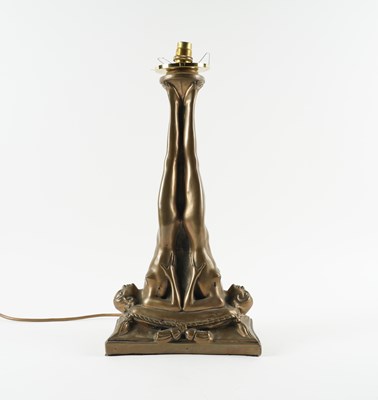 Lot 538 - AN ART DECO ELECTROTYPE BRONZE LAMP FORMED AS DANCERS
