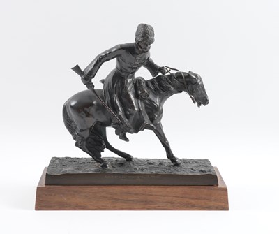 Lot 545 - SIGNED TYPAGSNE: A RUSSIAN EQUESTRIAN BRONZE OF A COSSACK