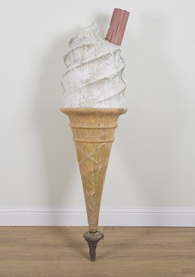 Lot 563 - A POLYCHROME DECORATED FIBRE GLASS GIANT '99 FLAKE' ICE CREAM TRADE SIGN