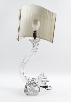 Lot 575 - WITHDRAWN DAUM: A FLUTED SCROLL GLASS TABLE LAMP