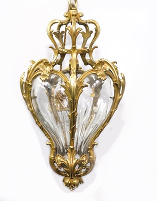 Lot 586 - A LOUIS XV STYLE GILT-METAL 'VERSAILLES' HANGING LANTERN