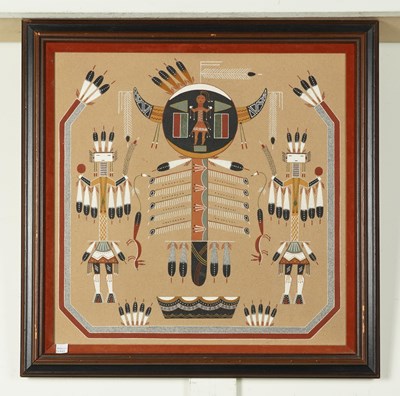 Lot 596 - A NATIVE AMERICAN NAVAJO HEALING SAND PICTURE