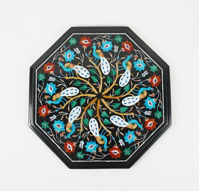 Lot 603 - AN INDIAN OCTAGONAL HARDSTONE INLAID MARBLE OCTAGONAL TABLE TOP