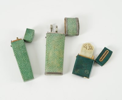 Lot 609 - TWO SHAGREEN ETUI CASES TOGETHER WITH A SOUVENIR BOX (3)
