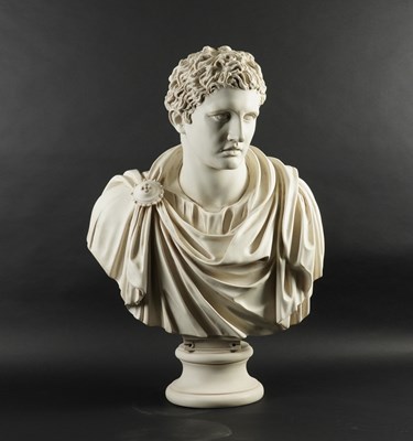 Lot 618 - AN ANTHONY REDMILE WHITE COMPOSITE BUST OF MARK ANTHONY, AFTER THE ANTIQUE