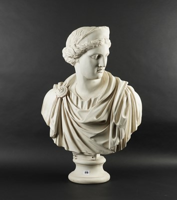 Lot 619 - AN ANTHONY REDMILE WHITE COMPOSITE BUST OF A ROMAN EMPRESS IN TOGA, AFTER THE ANTIQUE