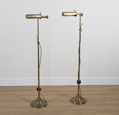 Lot 620 - A PAIR OF BESSELINK & JONES BRASS ADJUSTABLE STANDARD LAMPS (2)
