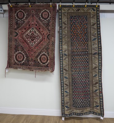 Lot 679 - A WASHED GHASGHAI RUG, SOUTH PERSIAN AND A GARABAGH RUNNER, CAUCASIAN (2)