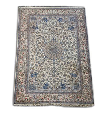 Lot 683 - A FINE PART SILK ESFAHAN CARPET, PERSIAN