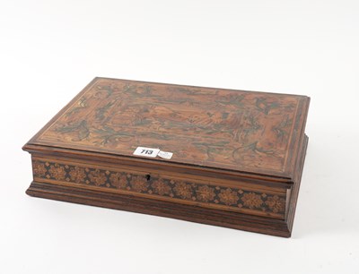 Lot 713 - A CONTINENTAL SPECIMEN WOOD MARQUETRY INLAID BOX