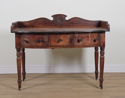 Lot 735 - A WILLIAM IV EBONY BANDED MAHOGANY BOWFRONT SERVING TABLE