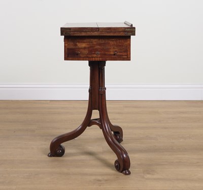 Lot 750 - A WILLIAM IV MAHOGANY TILT TOP FOLDOVER WRITING TABLE