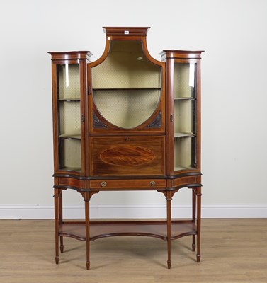 Lot 754 - AN EDWARDIAN INLAID MAHOGANY DISPLAY CABINET