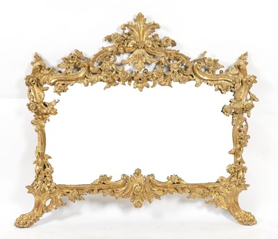 Lot 775 - AN 18TH CENTURY FLORAL CARVED GILT FRAMED OVERMANTEL MIRROR