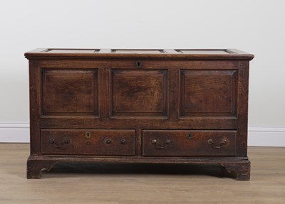 Lot 793 - AN 18TH CENTURY OAK MULE CHEST