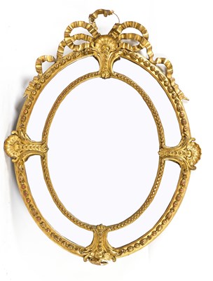 Lot 794 - A 19TH CENTURY FRENCH GILT FRAMED OVAL MARGINAL WALL MIRROR