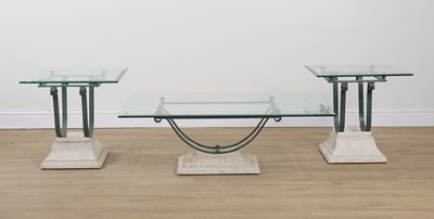 Lot 806 - A MODERN ITALIAN GLASS TOPPED COFFEE TABLE (3)