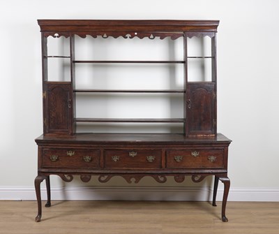Lot 807 - A MID-18TH CENTURY OAK THREE DRAWER DRESSER