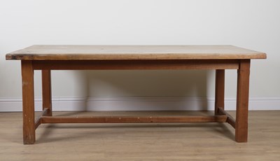 Lot 816 - A BLEACHED MAHOGANY PLANK TOPPED KITCHEN TABLE