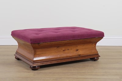 Lot 817 - A 19TH CENTURY SARCOPHAGUS FORM PINE AND MAHOGANY LIFT TOP OTTOMAN