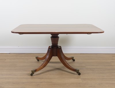 Lot 818 - A GEORGE III MAHOGANY RECTANGULAR SNAP TOP BREAKFAST TABLE