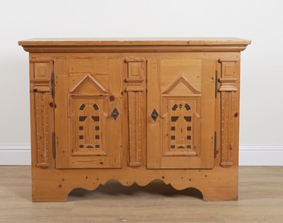 Lot 821 - A CONTINENTAL INLAID PINE SIDE CUPBOARD
