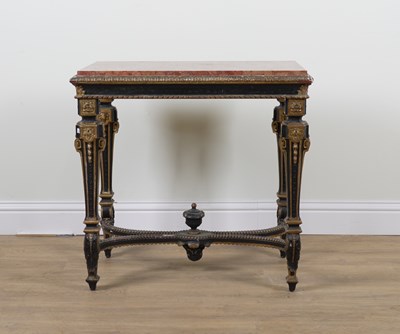 Lot 845 - A LOUIS XVI MARBLE TOPPED CENTRE TABLE