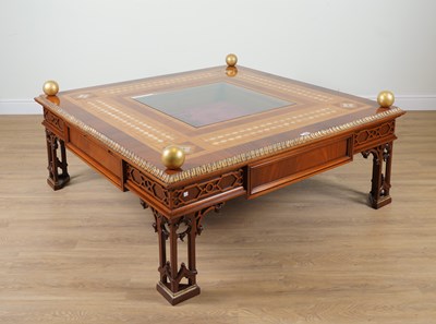 Lot 852 - PROVASI: A LARGE MOTHER-OF-PEARL, SATINWOOD AND MAHOGANY SQUARE COFFEE TABLE