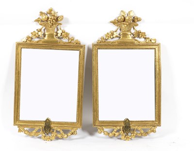 Lot 855 - A PAIR OF 19TH CENTURY NORTH EUROPEAN GILT FRAMED WALL MIRRORS (2)