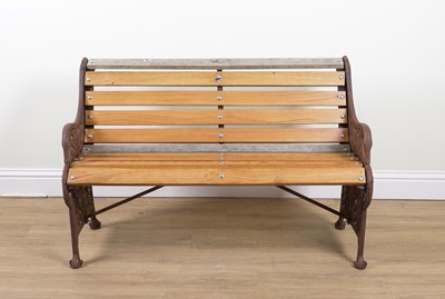 Lot 860 - A CAST IRON PASSION FLOWER DESIGN GARDEN BENCH